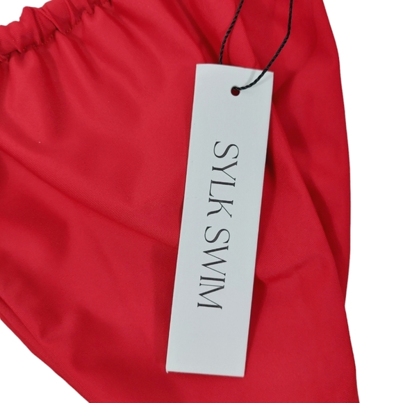 SYLK Swim Red Rya String Side Bikini Bottom - Picture 12 of 14